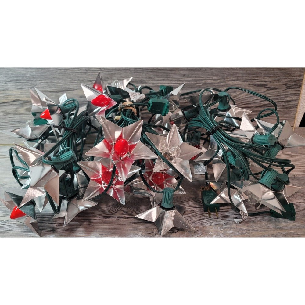 Christmas Nostalgic Star Reflector Light set of 2 strands lights extra bulbs